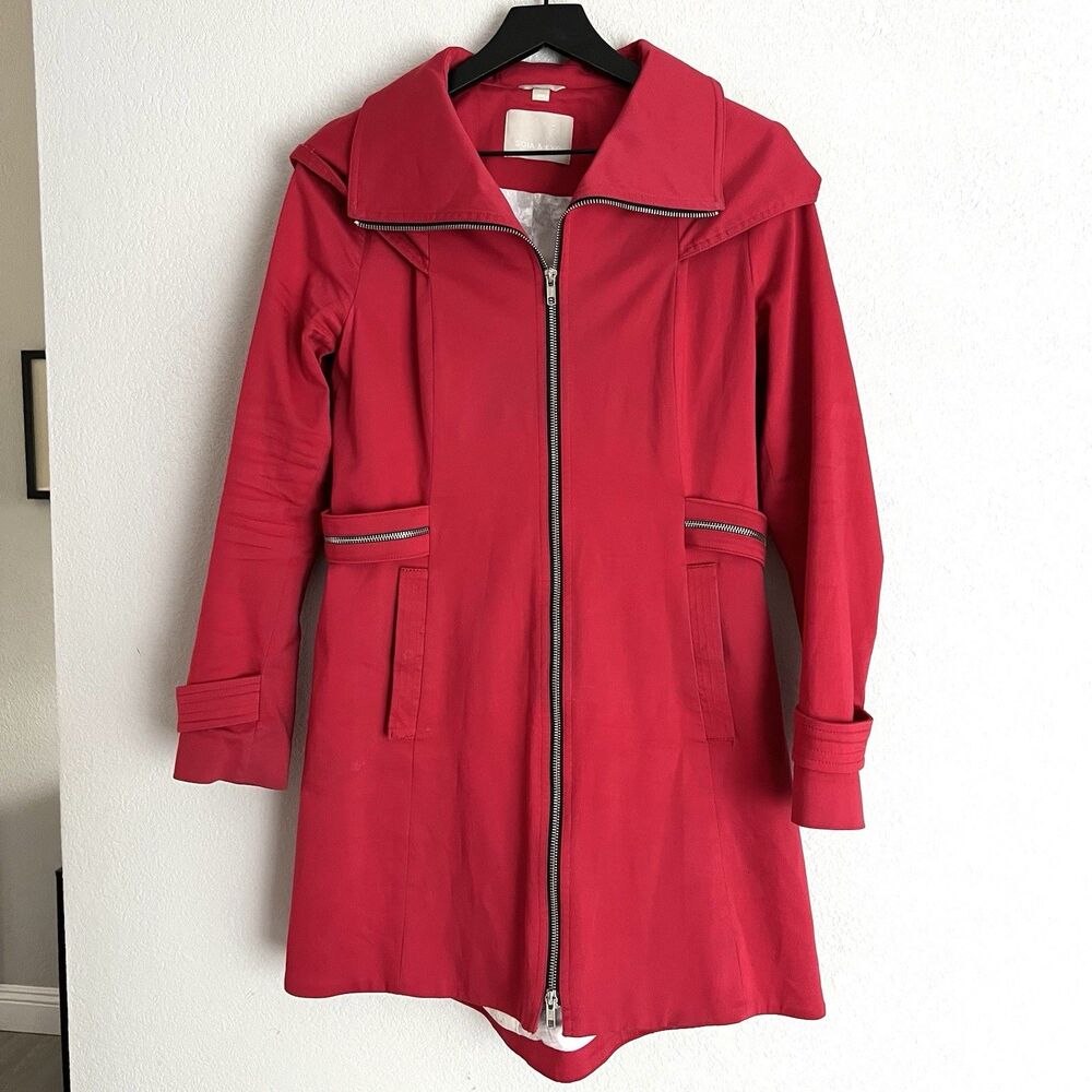 Soia & Kyo Hooded Rain Coat Size M Red